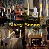 baratos Luzes de velas-12 peças velas flutuantes de natal com controle remoto led velas sem chama penduradas castiçais sem chama velas de led com ganchos cintilantes operados por bateria para halloween igreja natal natal