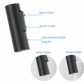 abordables Mitigeurs avec spray-Robinet mitigeur d&#039;évier de cuisine avec pulvérisateur extractible, robinet de récipient rotatif en acier inoxydable, robinet de pulvérisation en mode pluie/cascade, robinet de robinet de cuisine noir et argent avec distributeur de savon