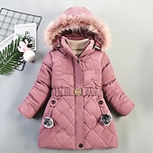 billiga Girl&amp;#39;s Downs &amp;amp; Pufferjacka-Flickor 3D Pufferjacka för barn Slät Kappa Ner Pufferjacka Långärmad Höst Vinter Grundläggande Barn 2-8 år Gata Normal