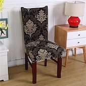 abordables Couverture de chaise de salle à manger-Housse de chaise de salle à manger géométrique 1 pièce, housse de siège extensible, housse de protection de chaise pour salle à manger, mariage, décoration de Noël
