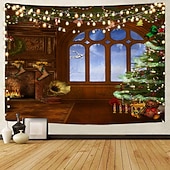 billige hengende juleteppe-julepynt julenissen juletre feriefest jul stor veggteppe kunst dekor foto bakgrunn bakteppe teppe hengende hjem soverom stue peis strømpe gave polyester