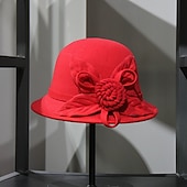 levne Party klobouky-Klobouky Směs polybavlny Zvonovitý klobouk 30. léta Slamák Ležérní Dovolená Kentucky Derby Melbourne Cup koktejl Elegantní Retro styl S Aplikace Rozdělení Přílba Pokrývky Hlavy