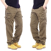 baratos Calças Cargo-Homens Calças Cargo Calça cargo Calças Calças de trabalho Cintura elástica Bolso multi Tecido Conforto Respirável Casual Diário Streetwear Esportes Moda Cinzento Verde ダークカーキ Micro-Elástica