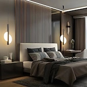 cheap Island Lights-20 cm LED Pendant Light Nordic Black Hanging Light with White Lampshade Dining Room Office Bedroom Simple Geometric Metal Black LED Modern 220-240V