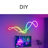 abordables Contrôle WiFi et musique-3 m/5 m rgbic bandes lumineuses néon avec wifi néon corde lumière bricolage barre lumineuse app contrôle musique synchronisation tv rétro-éclairage jeu salon chambre décoration