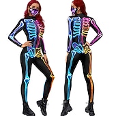 cheap Zentai Suits-Zentai Suits Catsuit Skin Suit Skeleton / Skull Adults' Cosplay Costumes Cosplay Scary Costume Women's Ghost Devil Carnival Masquerade