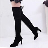 tanie Buty modowe-Damskie Botki Buty świąteczne Buty szamszowe Rozmiar plus Impreza Święta Codzienny Obuwie ponad kolano Wysokie buty w kroczu Zima Sznurowane Masywny obcas Nasek w szpic Seksowny Słodkie Zamsz Mokasyny