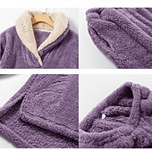 cheap Women&#039;s Sleepwear-Women&#039;s Pajamas Pjs Sets 2 Pieces Pure Color Fashion Plush Comfort Home Vacation Fleece V Wire Long Sleeve Pullover Pant Elastic Waist Fall Winter Home Outfits