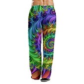 cheap Men&#039;s Printed Casual Pants-Men&#039;s Trousers Summer Pants Beach Pants Drawstring Elastic Waist Straight Leg Abstract Graphic Prints Comfort Breathable Casual Daily Holiday Streetwear Designer Green Rainbow