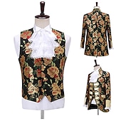 お買い得  衣装-レトリ／ヴィンテージ 中世 ルネッサンス パンツ セット スーツ＆ブレザー プリンス 貴族 ジャカード 仮装 男性用 ハロウィーン カーニバル マスカレード 性能 パーティー ヴェネツィアのカーニバル 成人 クラバット コート ベスト