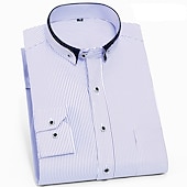 preiswerte Button-Down-Hemden für Herren-Herren Oberhemd Hemd Bügelfreies Hemd Solide / einfarbig Hochzeit Wein Schwarz Weiß Rosa Langarm Umlegekragen Ganzjährig Bekleidung