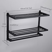 economico Portasciugamani-portasciugamani in alluminio per bagno, portasciugamani da parete a 3 strati porta asciugamani da bagno 60 cm (nero/argento/grigio canna di fucile)