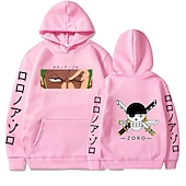 cheap Cartoon &amp; Movie Character Graphic-One Piece Roronoa Zoro Hoodie Anime Cartoon Anime Front Pocket Graphic For Couple&#039;s Men&#039;s Women&#039;s Adults&#039; Hot Stamping