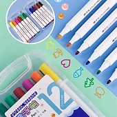 preiswerte Bis zu 30 $-Magic Water Painting Pen, 12 Farben Magic Floating Ink Pen Kit Set, Löschen von Whiteboard-Markern, Doodle Water Pens, tolle Idee für Kinder, Jungen, Mädchen, Erwachsene