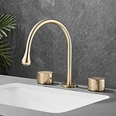 economico Multiforo-rubinetto lavabo bagno - girevole / classico rubinetti vasca da bagno a due manici e tre fori diffusi elettroplaccati