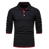 cheap Men&#039;s Classic Polo-Men&#039;s Polo Shirt Golf Shirt Casual Daily Classic Collar Button Down Collar Long Sleeve Casual Color Block Button Front Spring &amp; Summer Regular Fit Black White Navy Blue Light Grey Polo Shirt