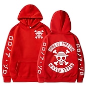 cheap Cartoon &amp; Movie Character Graphic-One Piece Monkey D. Luffy Hoodie Anime Cartoon Anime Front Pocket Graphic For Couple&#039;s Men&#039;s Women&#039;s Adults&#039; Hot Stamping