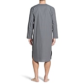 abordables Batas-Hombre Pijamas Ropa de salón Bata de noche Pijama 1 pc Color puro Moda Confort Suave Hogar Cama Poliéster Transpirable Escote en V Manga Larga Básico Primavera Otoño Negro Blanco
