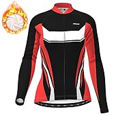 tanie Damskie koszulki-Damskie Kurtka rowerowa Koszulka rowerowa Długi rękaw Zima Rower Kurtka Dżersej Top z 3 tylnymi kieszeniami Kolarstwo górskie Kolarstwie szosowym Keep Warm Polarowa podszewka Zatrzymujący ciepło