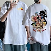 billige Tegneserie- og filmkaraktergrafikk-One Piece Monkey D. Luffy Roronoa Zoro T-skjorte Anime Tegneserie Animé Klassisk Gate stil Til Par Herre Dame Voksne Varmstempling