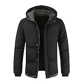 economico Piumini e parka da uomo-Per uomo Parka Tenere al caldo Ufficio Da tutti i giorni Colore puro Capispalla Abbigliamento Informale Casual quotidiano Verde Nero Bianco