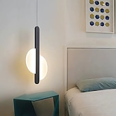 cheap Island Lights-20 cm LED Pendant Light Nordic Black Hanging Light with White Lampshade Dining Room Office Bedroom Simple Geometric Metal Black LED Modern 220-240V