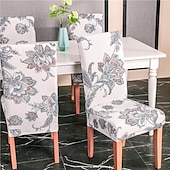 abordables Couverture de chaise de salle à manger-Housse de chaise de salle à manger géométrique 1 pièce, housse de siège extensible, housse de protection de chaise pour salle à manger, mariage, décoration de Noël