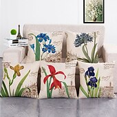 economico stile floreale e vegetale-set di 5 federe decorative per divano, divano o letto design moderno di qualità foglie floreale cotone country/finto lino copricuscino per divano divano letto