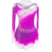 voordelige Schaatsjurken-Kunstschaatsjurk Dames Voor meisjes Schaatsen Jurken Outfits Zwart Geel Roze Open achterkant Spandex Hoge Elasticiteit Opleiding Wedstrijd Kunstschaatskleding Kristal / Bergkristal Lange mouw