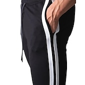お買い得  メンズアクティブパンツ-男性用 ジョガーパンツ スウェットパンツ ジッパー 足首ジッパー ベース層 スポーツ アスレイジャー 冬 高通気性 ソフト モイスチャーコントロール フィットネス ジムトレーニング ランニング スリムフィット スポーツウェア アクティブウェア 縞柄 ブラック ダークブルー グレー