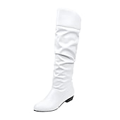 olcso Slouch Boots-női térdig érő gogo csizma - retro lapos sarkú divatcipő bulikra, fesztiválokra és mindennapi stílusra