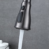 お買い得  キッチン用水栓金具-プルアウトスプレー付きキッチン蛇口、シングルハンドル1穴真鍮ハイアーク3モードミニマリストスタイルのキッチンタップ（ガングレー/ブラック/クローム）
