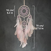 cheap Dreamcatcher-Dream Catcher Handmade Gift  with 5 Circles Feather Bead Flower Wall Hanging Decor Art Boho Style 16*70cm