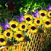 cheap Landscape Lights-Solar Sunflower Lights, IP65 Waterproof LED with 3 Sunflowers Solar Outdoor Garden Lights for Outdoor Patio &amp; Lawn Decoration 1/2pcs