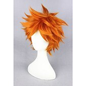 cheap Anime Wigs-Hinata Shoyo Wigs Luca Curly Short Dark Brown Cosplay Wigs Heat Resistant Synthetic Hair Wig Halloween Wigs