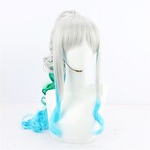 abordables Perruques d&amp;#39;anime-perruque synthétique yamato une pièce bouclé avec frange perruque fabriquée à la machine long a1 cheveux synthétiques femme doux facile à transporter mode vert gris multicolore / usage quotidien /