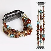 baratos Pulseiras de Apple Watch-Pulseira de joias Compatível com Pulseira Apple Watch 38mm 40mm 41mm 42mm 44mm 45mm 49mm Feminino Elástico Com Miçangas Contas pulseira de substituição para iwatch Ultra 2 Series 9 8 7 SE 6 5 4 3 2 1