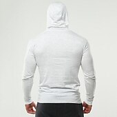 cheap Men&#039;s Tracksuit &amp; Hoodie-Men&#039;s Workout Shirt Running Shirt Long Sleeve Top Spring Hooded Spandex Breathable Quick Dry Soft Gym Workout Running Sportswear Activewear Solid Colored Black White Dark Navy