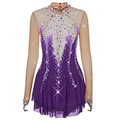 abordables Vestidos de Patinaje Artístico-Vestido de patinaje artístico Mujer Chica Patinaje Sobre Hielo Vestidos Borgoña Azul Real Púrpula Claro Dedo Pulgar Espalda Abierta Licra Alta elasticidad Entrenamiento Competición Ropa de Patinaje