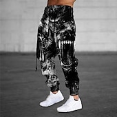 お買い得  スウェットパンツ-男性用 スウェットパンツ ジョガー ズボン ドローストリング 弾性ウエスト リボン カラーブロック グラフィック 履き心地よい 高通気性 スポーツ・アウトドア カジュアル 日常 コットン混 テリー ストリートファッション デザイナー ブラック ブルー マイクロエラスティック