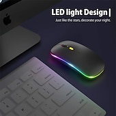 cheap Mice-LED Wireless Mouse Slim Silent Mouse 2.4G Portable Mobile Optical Office Mouse with USB and Type-c Receiver 3 Adjustable DPI Levels for Laptop PC Notebook MacBook