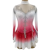 abordables Robes de Patinage Artistique-Robe de Patinage Artistique Femme Fille Patinage Robes Blanche Rose Rouge Trou de pouce Spandex Haute élasticité Entraînement Compétition Tenue de Patinage Cristal / Stras manche longue Patinage sur