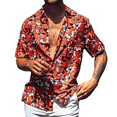abordables Imprimé Floral-Homme Floral Aloha Fleurs tropicales Chemise Chemise hawaïenne Manche Courte Chemise Col rabattu Sportif Mode Design Vacances Casual du quotidien Rouge Bleu Vert Autres imprimés S M L