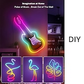 abordables Contrôle WiFi et musique-3 m/5 m rgbic bandes lumineuses néon avec wifi néon corde lumière bricolage barre lumineuse app contrôle musique synchronisation tv rétro-éclairage jeu salon chambre décoration
