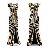 economico Vestiti-Anni Ruggenti Anni 1920 Abito da cocktail Abito Flapper Vestito Costume da festa Il grande Gatsby Paillettes Scollo a V Per donna Natale Halloween Capodanno Matrimonio Feste Ospite di nozze Adulti