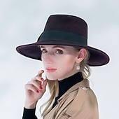billige Festhatter-Hatter Ull Fedora Solhatt Avslappet Ferie Retro Rød Klassisk Britisk Med Ren Farge Tvinning Hodeplagg Hodeplagg