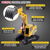 billiga Originella leksaker-1/24 rc lastbil leksaker legering rc grävmaskin metall 2,4 g fjärrkontroll bulldozer modell teknisk bil leksak för pojkar barn festival present