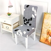 abordables Couverture de chaise de salle à manger-Housse de chaise de salle à manger géométrique 1 pièce, housse de siège extensible, housse de protection de chaise pour salle à manger, mariage, décoration de Noël