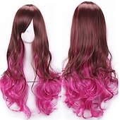 economico Parrucche da festa-parrucca cos parrucca 80 cm capelli ricci lunghi capelli ricci multicolori in seta ad alta temperatura parrucche anime di halloween