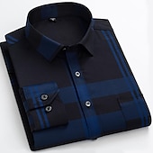 preiswerte Businesshemden für Herren-Herren Oberhemd Bügelfreies Hemd Kragenhemd Knopfhemd Schottenstoff Hochzeit Outdoor Rote Blau Grau Langarm Umlegekragen Sommer Frühling Bekleidung Button-Down